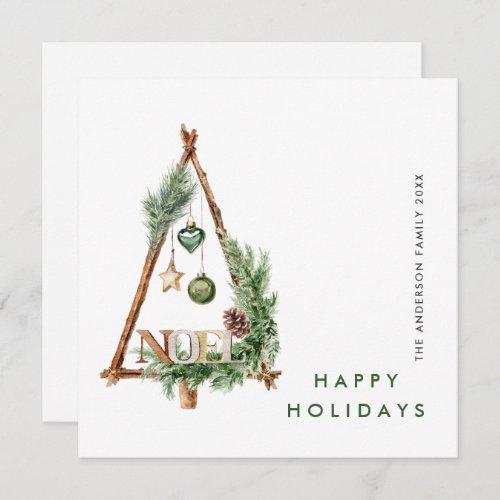 Neutral Minimalist Boho Christmas Composition Holiday Card