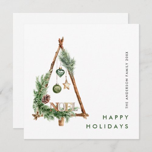 Neutral Minimalist Boho Christmas Composition Holiday Card