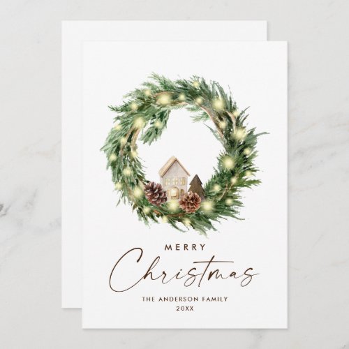 Neutral Minimalist Boho Christmas Composition Holiday Card