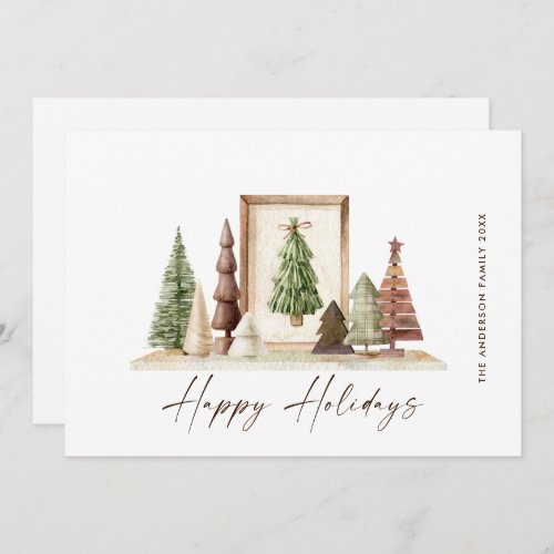 Neutral Minimalist Boho Christmas Composition Holiday Card