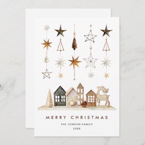 Neutral Minimalist Boho Christmas Composition Holiday Card