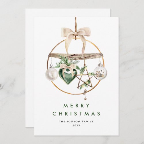 Neutral Minimalist Boho Christmas Composition Holiday Card