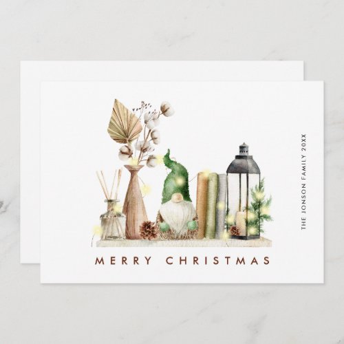 Neutral Minimalist Boho Christmas Composition Holiday Card