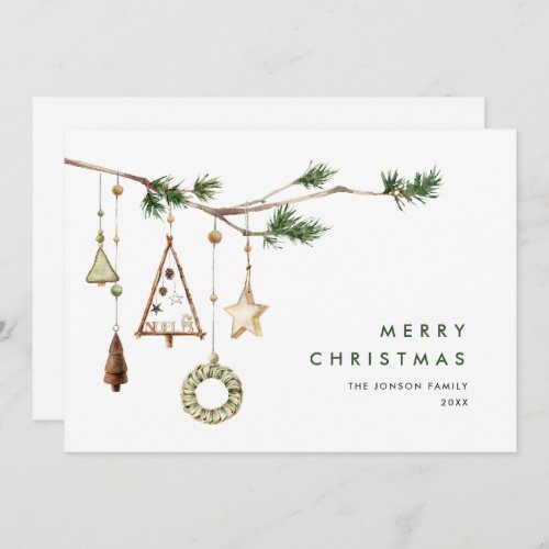 Neutral Minimalist Boho Christmas Composition Holiday Card