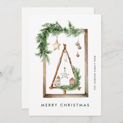 Neutral Minimalist Boho Christmas Composition Holiday Card