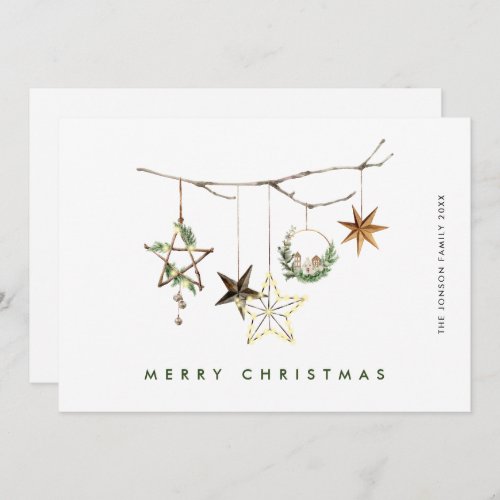 Neutral Minimalist Boho Christmas Composition Holiday Card