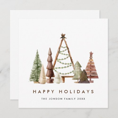 Neutral Minimalist Boho Christmas Composition Holiday Card