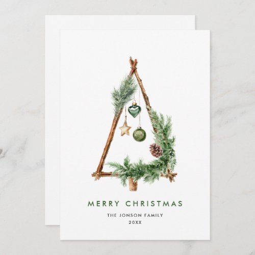 Neutral Minimalist Boho Christmas Composition Holiday Card