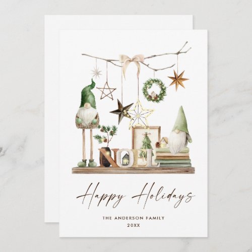 Neutral Minimalist Boho Christmas Composition Holiday Card