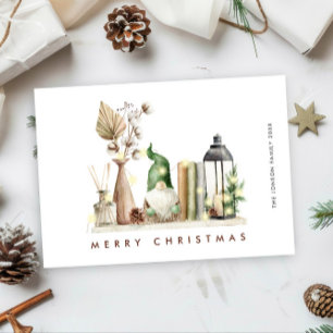 Neutral Minimalist Boho Christmas Composition Holiday Card