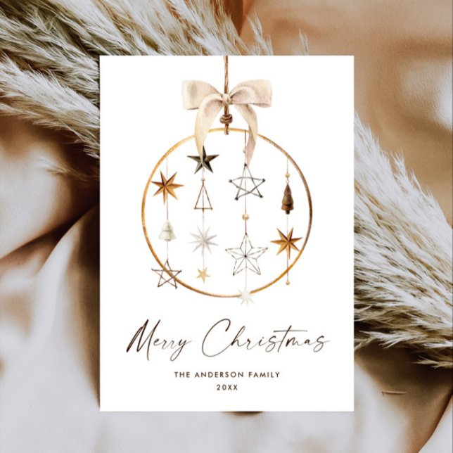 Neutral Minimalist Boho Christmas Composition Holiday Card (Creator Uploaded)