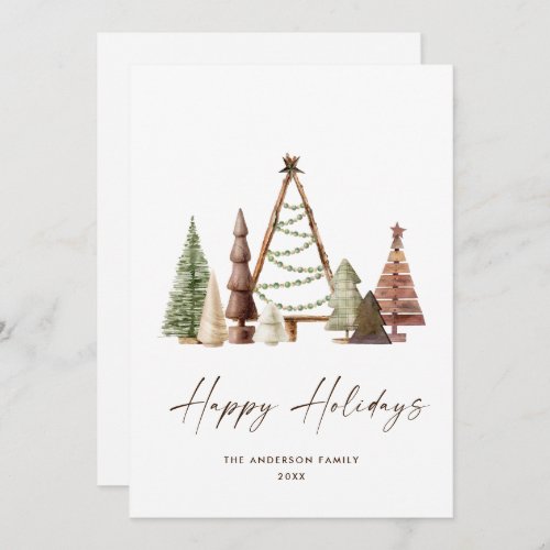 Neutral Minimalist Boho Christmas Composition Holiday Card