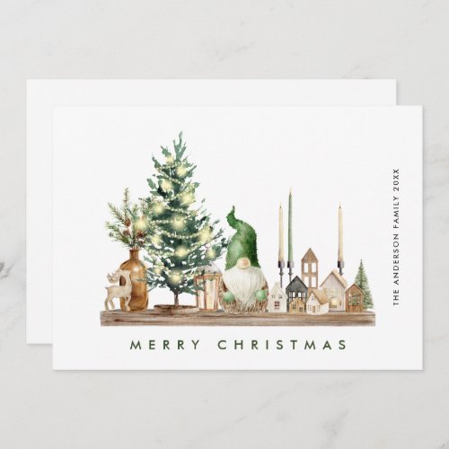 Neutral Minimalist Boho Christmas Composition Holiday Card