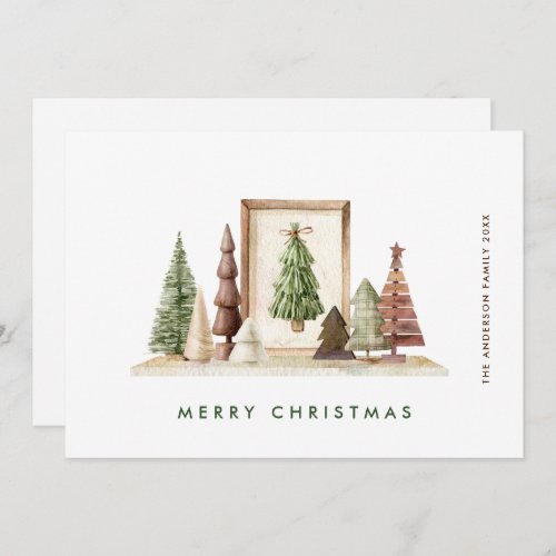 Neutral Minimalist Boho Christmas Composition Holiday Card