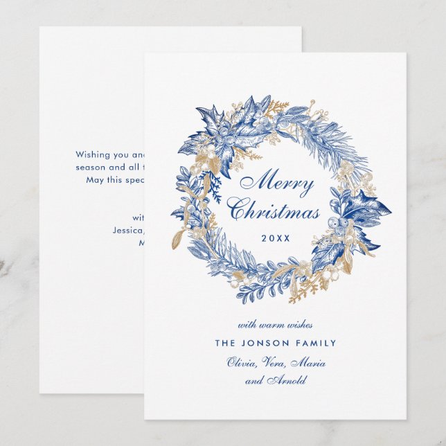 Neutral Minimalist Boho Christmas Composition Holiday Card (Front/Back)