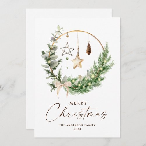 Neutral Minimalist Boho Christmas Composition Holiday Card