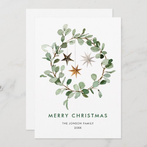 Neutral Minimalist Boho Christmas Composition Holiday Card