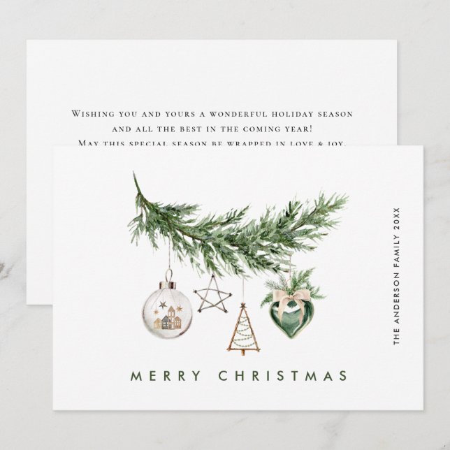 Neutral Minimalist Boho Christmas Composition Holiday Card (Front/Back)