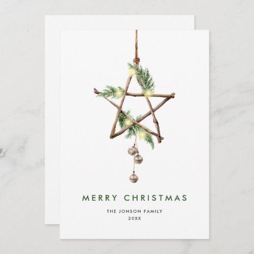 Neutral Minimalist Boho Christmas Composition Holiday Card