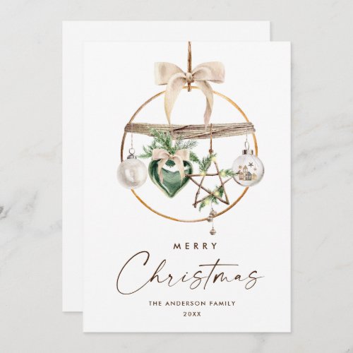 Neutral Minimalist Boho Christmas Composition Holiday Card