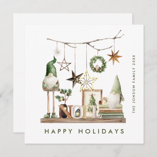 Neutral Minimalist Boho Christmas Composition Holiday Card