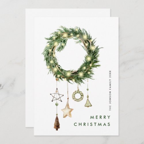 Neutral Minimalist Boho Christmas Composition Holiday Card