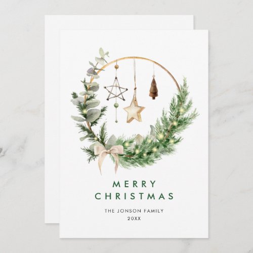 Neutral Minimalist Boho Christmas Composition Holiday Card