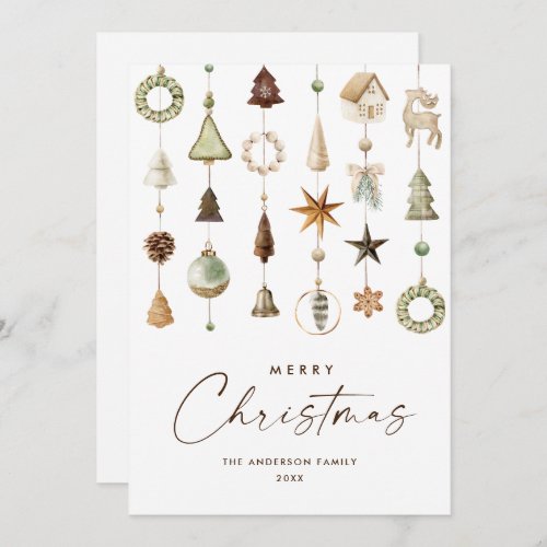 Neutral Minimalist Boho Christmas Composition Holiday Card