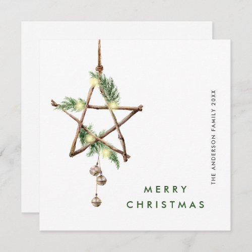 Neutral Minimalist Boho Christmas Composition Holiday Card