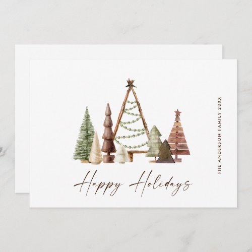 Neutral Minimalist Boho Christmas Composition Holiday Card