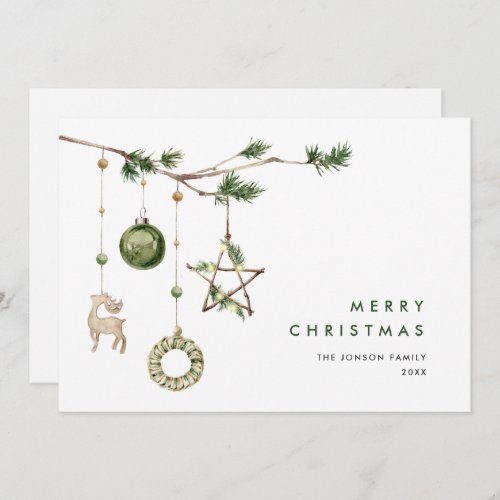 Neutral Minimalist Boho Christmas Composition Holiday Card