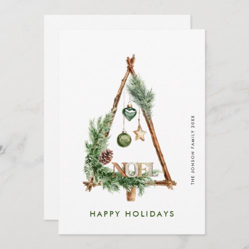 Neutral Minimalist Boho Christmas Composition Holiday Card