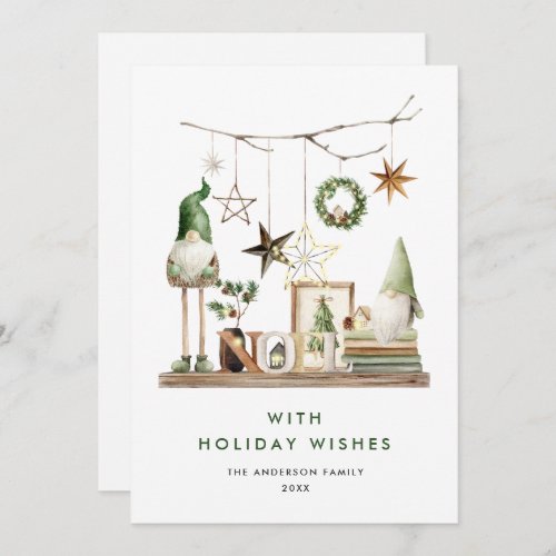 Neutral Minimalist Boho Christmas Composition Holiday Card