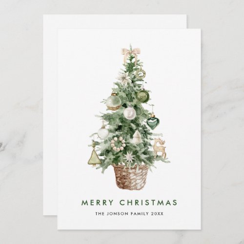 Neutral Minimalist Boho Christmas Composition Holiday Card