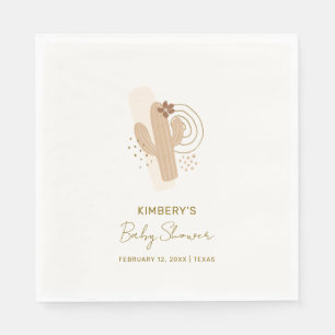 Neutral Minimalist Boho Desert Cactus Baby Shower Napkins