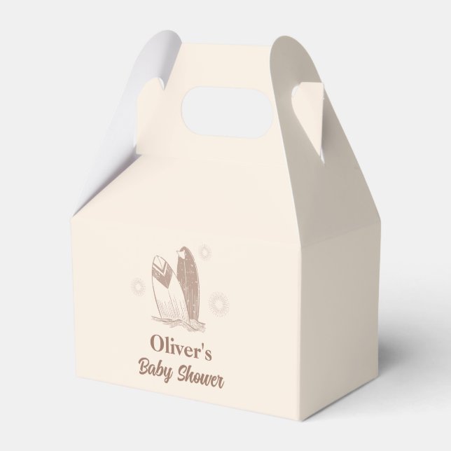 Neutral Minimalist Boho Surfboard Baby Shower  Favor Boxes (Front Side)