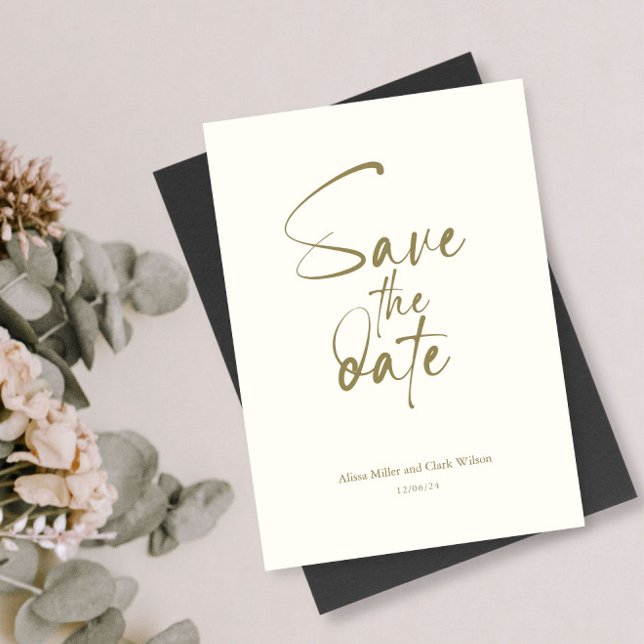 Neutral Minimalist Bold Save The Date Script Invitation (Creator Uploaded)