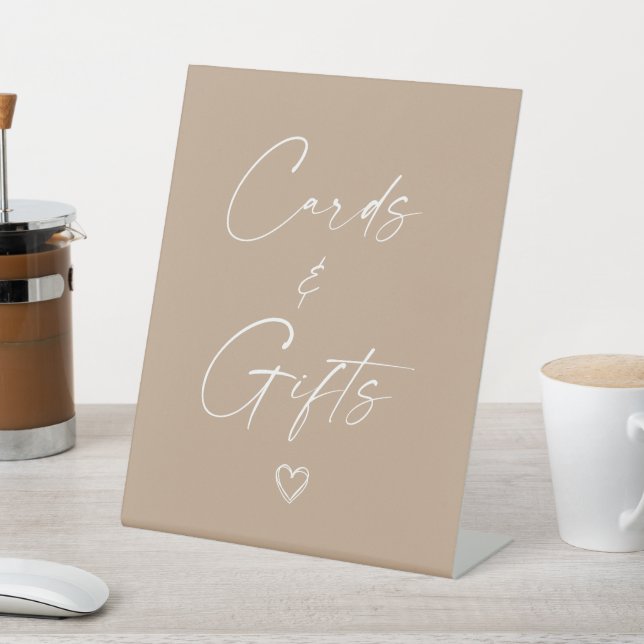 Neutral Minimalist Cards and Gifts Pedestal Sign (In SItu)