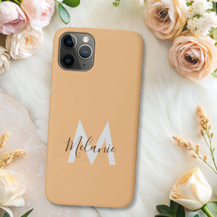  Neutral Minimalist modern orange monogram  iPhone 11 Pro Case