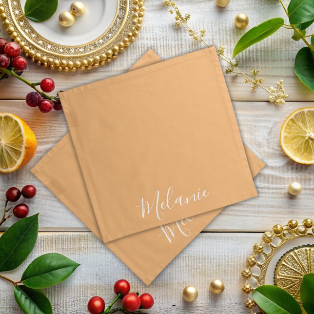 Neutral Minimalist modern orange monogram  Cloth Napkin (Creator Uploaded)