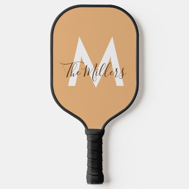  Neutral Minimalist modern orange monogram  Pickleball Paddle (Front)