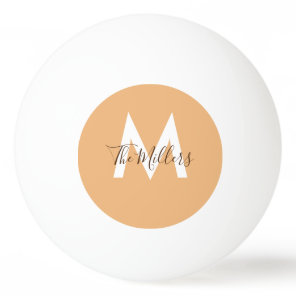 Neutral Minimalist modern orange monogram  Ping Pong Ball