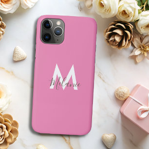 Neutral Minimalist modern pink monogram iPhone 11 Pro Case