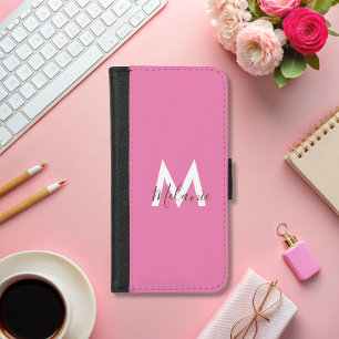 Neutral Minimalist modern pink monogram iPhone 8/7 Wallet Case