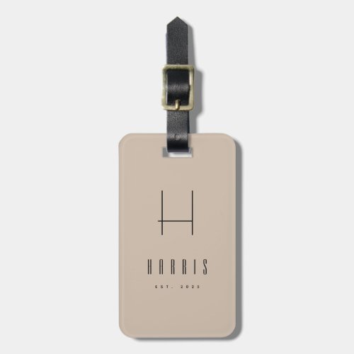 Neutral Minimalist Name Year Luggage Tag