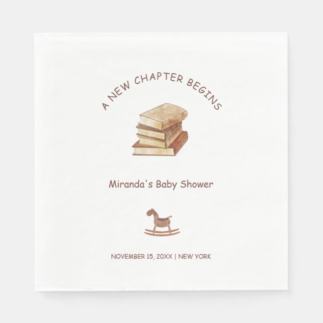 Neutral Minimalist New Chapter Book Baby Shower Napkins (Front)