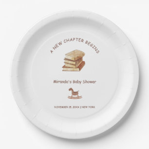 Neutral Minimalist New Chapter Book Baby Shower Paper Plates