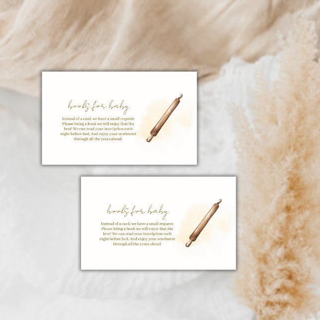 Neutral Minimalist Pastry Chef Books Baby Shower  Enclosure Card (Neutral Minimalist Pastry Chef Books Baby Shower Enclosure Card)