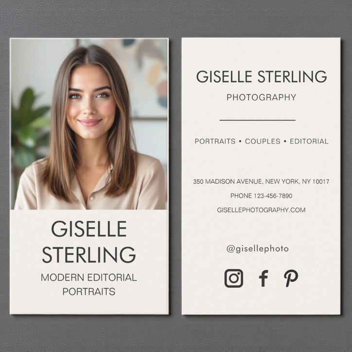 Neutral Minimalist Photographer Photo Social Media Business Card