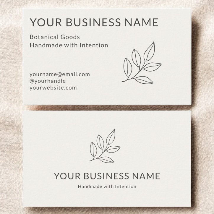 Neutral Minimalist Simple Botanical Small Business Card